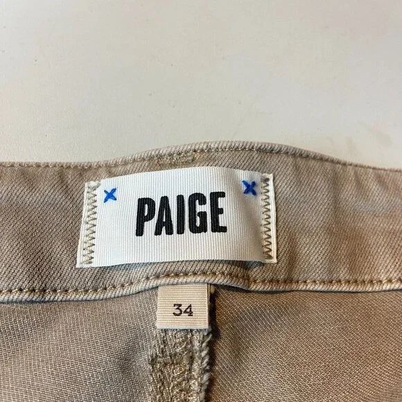 Paige Women 34 Carly Wide Leg Pant Khaki Ankle Moss Taupe Tie Waist High Waist - Picture 5 of 12